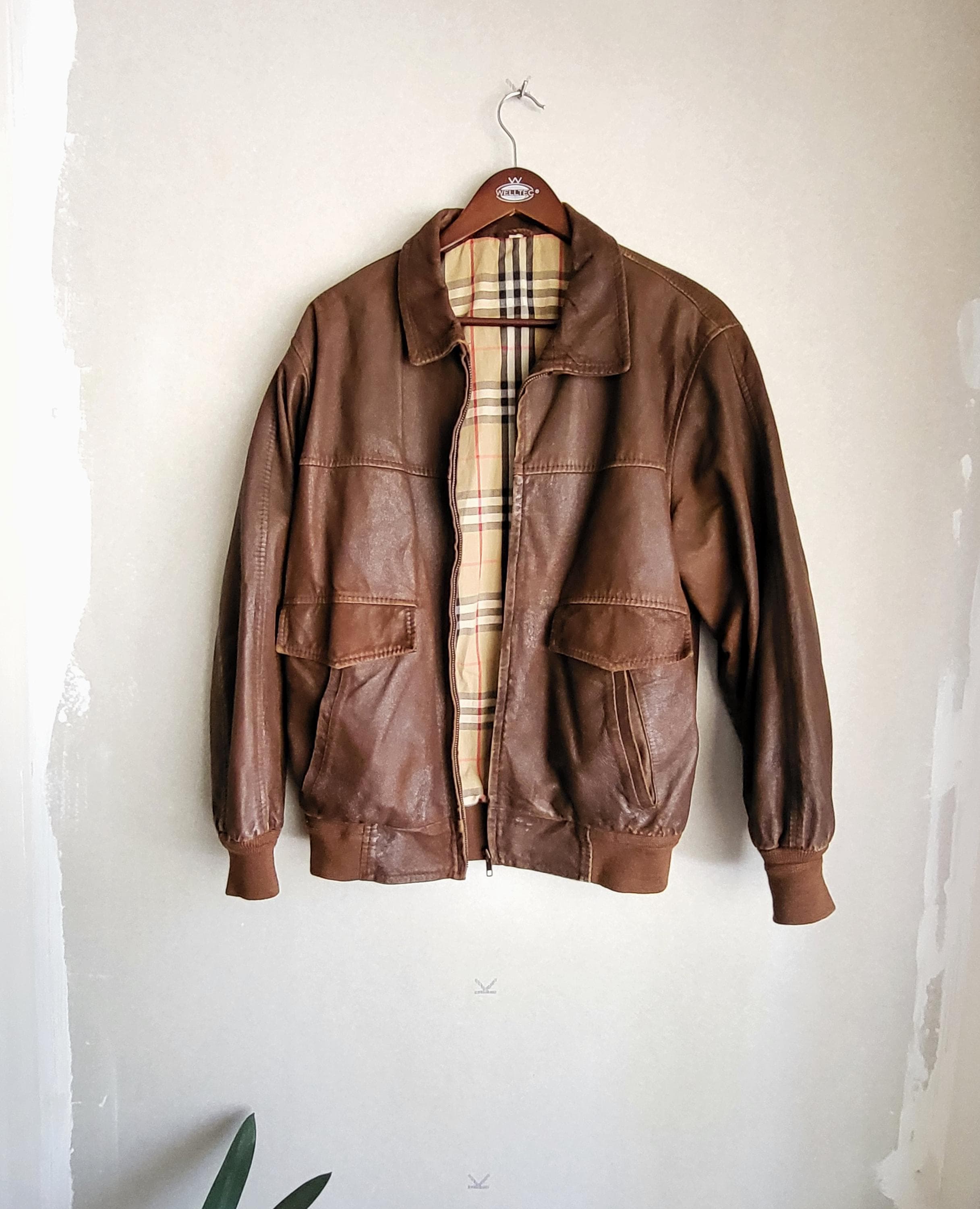 Vintage Burberrys Leather Jacket Bomber - Etsy