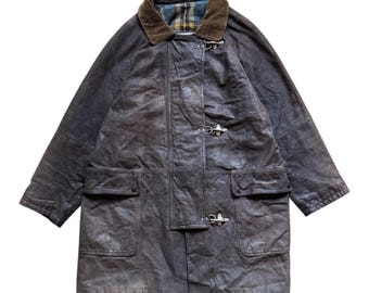 Vintage Fireman Leather Coat | Italian Made | Workwear Long Jacket