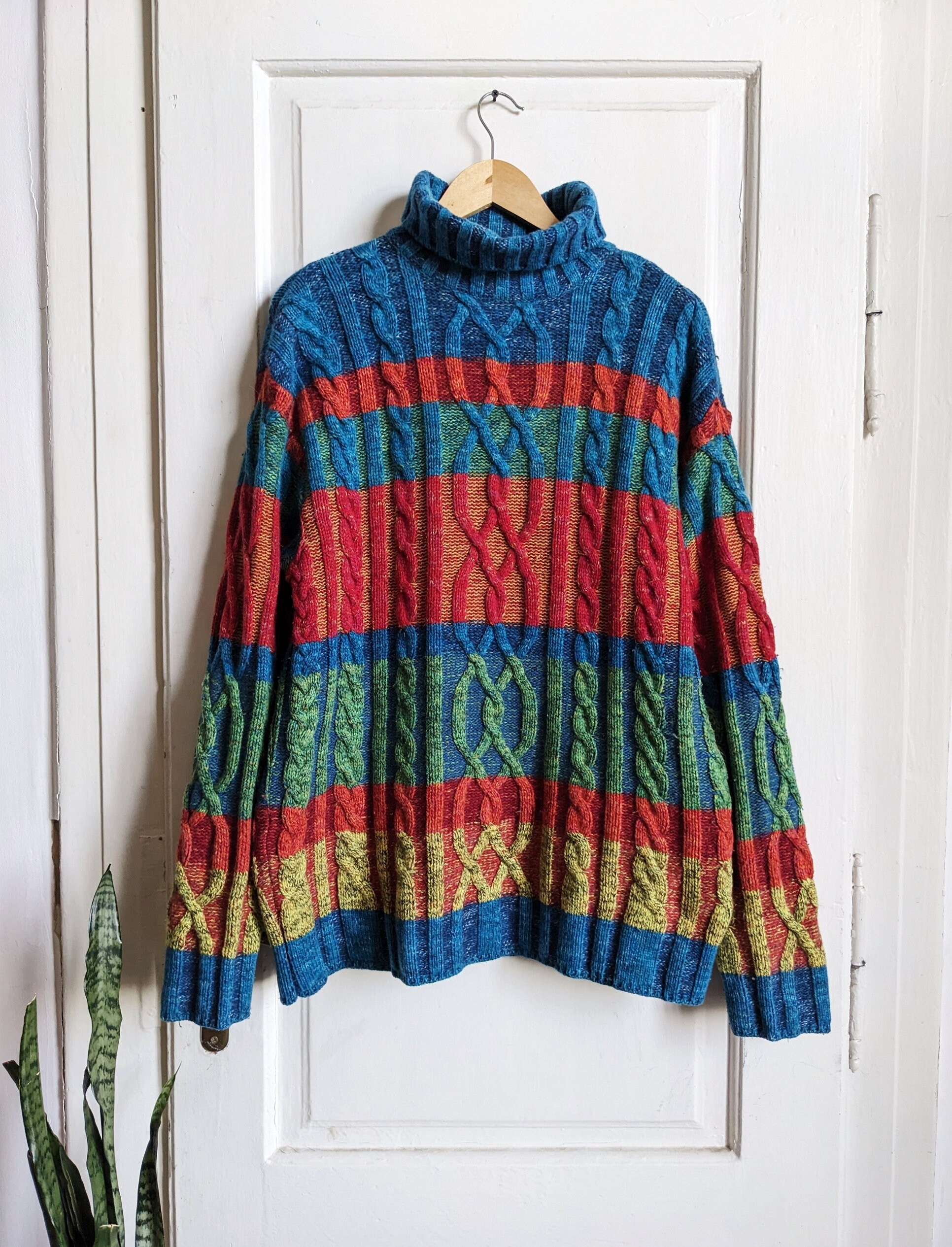 OCUH Grandpa Sweater Striped Sweater Women Ribbed Knit