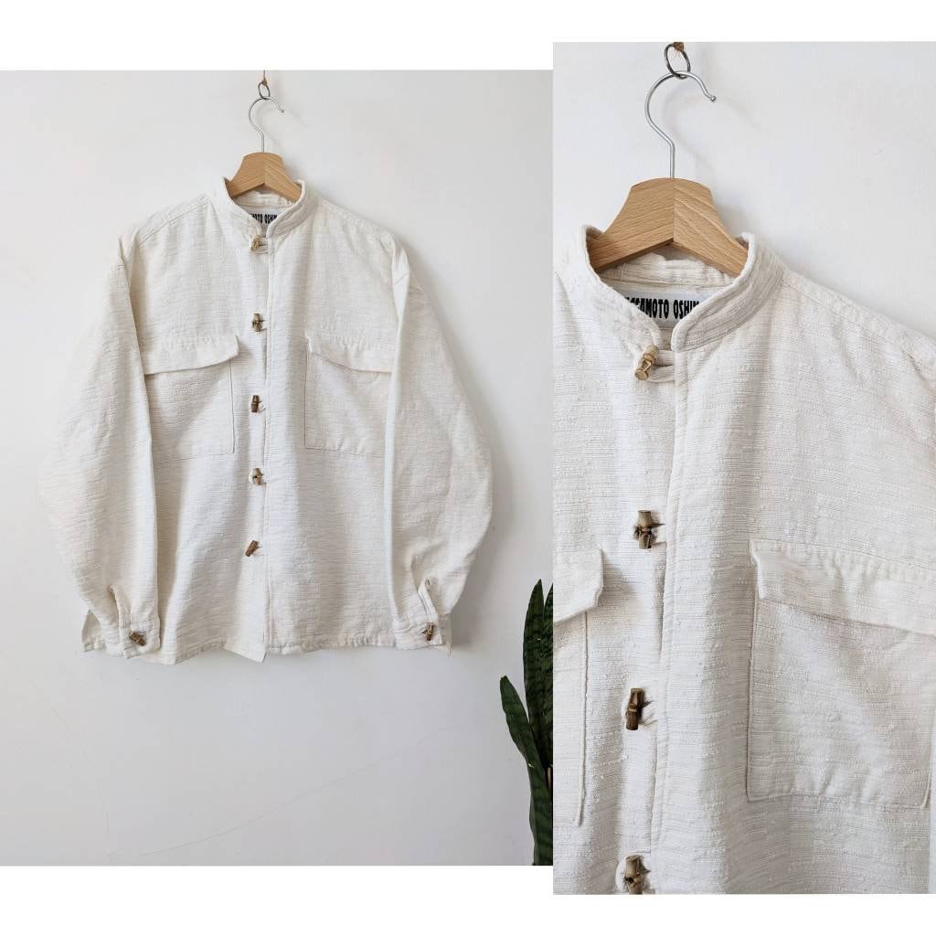 Vintage Asian Jacket Ivory Mandarin Collar Japan Jacket