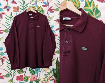 Vintage Lacoste Longsleeve Shirt Burgundy Rugby France