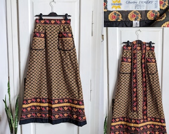 Vintage Charles Demery Souleiado Quilted Cotton Wrap Skirt Provencal