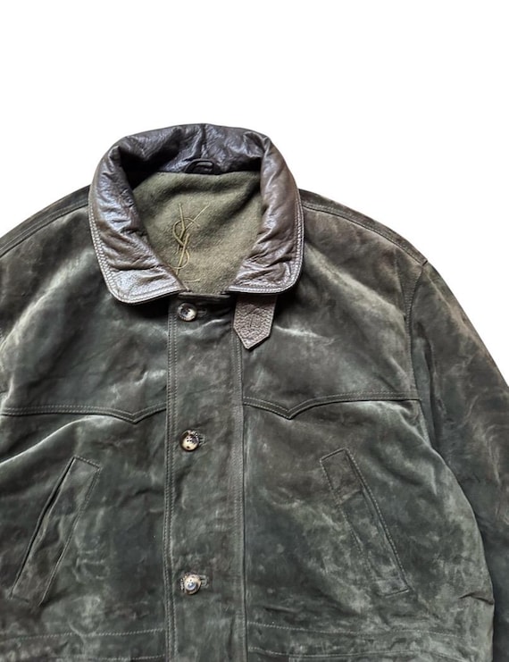 Yves Saint Laurent Pour Homme Suede Jacket Olive Vintage YSL
