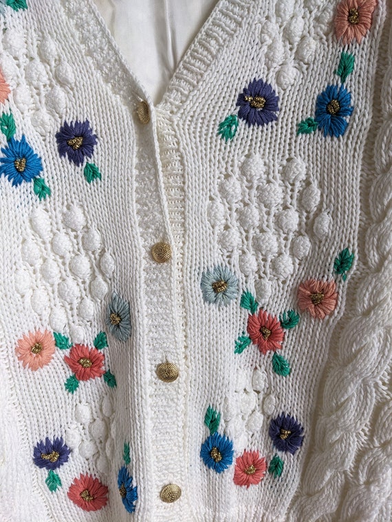 カーディガン VINTAGE - Flower? Pattern Knitted By Hand Cardigan Flower Cardigan Vintage Knit Sweater Pattern - Etsy
