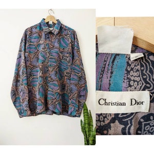 Vintage Christian Dior Silk Shirt Multicolor Abstract Graphic - Etsy UK