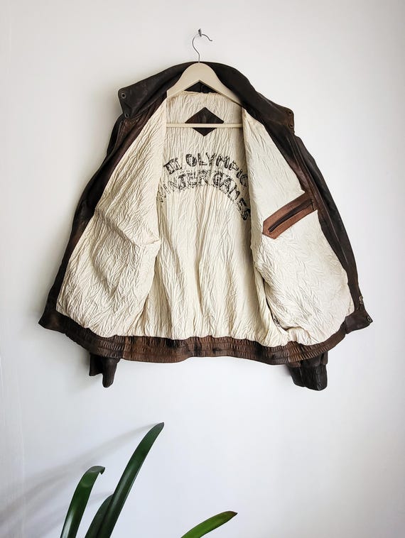 Vintage Adidas Leather Jacket Olympic Games 1932 Winter - Etsy