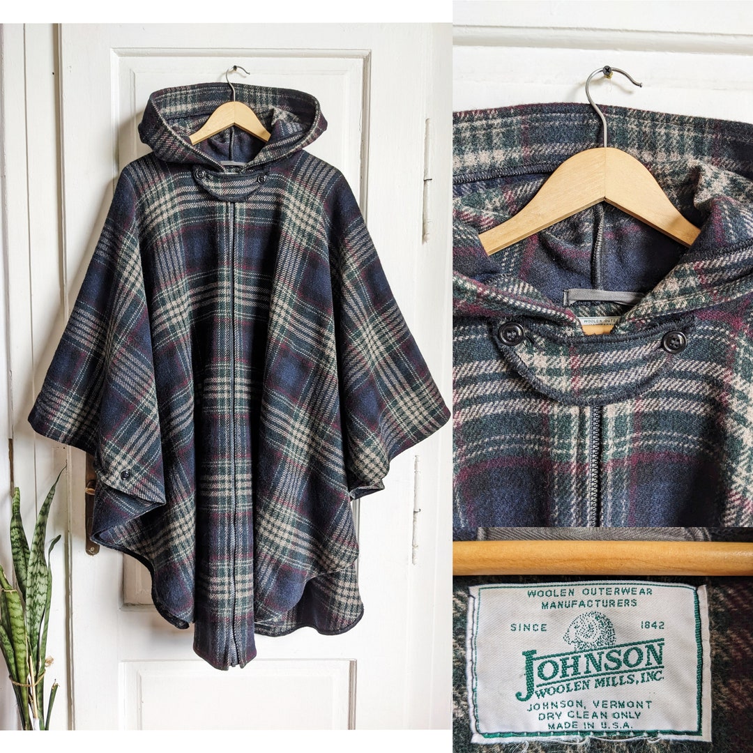 Vintage Johnson Woolen Mills Wool Cape Poncho USA Plaid - Etsy Vintage Johnson Woolen Mills Wool Cape Poncho USA Plaid - Etsy
