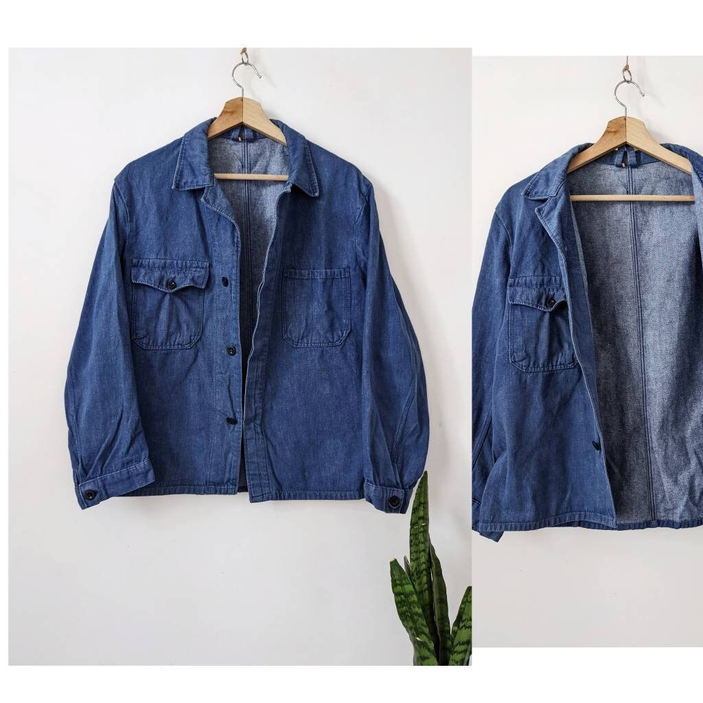 ジャケット・アウター 50s 60s Unknown French Work Jacket Vintage 1950s 50s 1960s 60s French Blue Moleskin Work Jacket