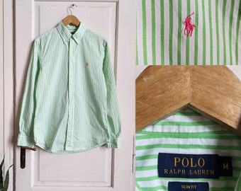 Polo Ralph Lauren Hemd grün weiss Gestreift Button Down