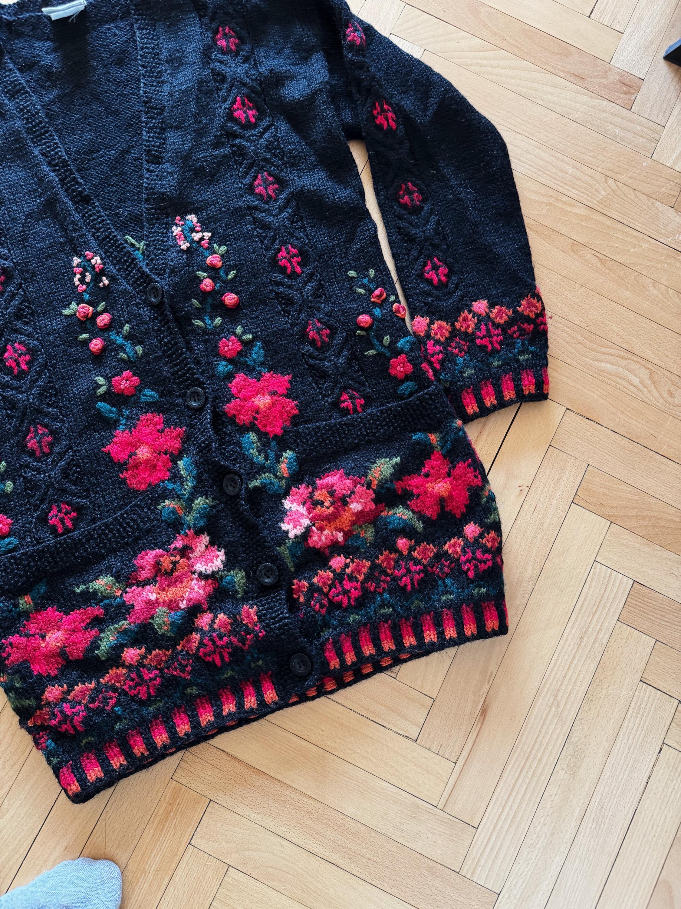 ローラアシュレイ　ヴィンテージ　ニットカーディガン　M ヴィンテージ ローラ アシュレイ ニット フローラル カーディガン