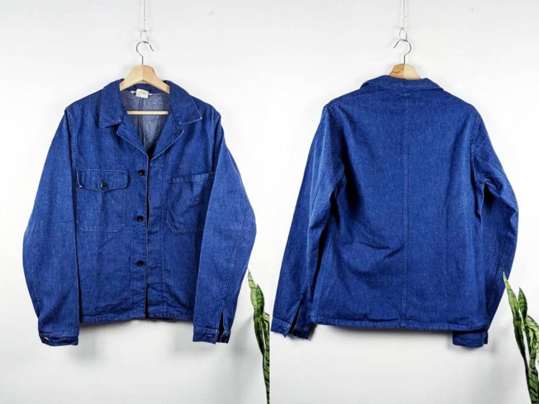 ジャケット・アウター 1950s french work jacket NAVY MILITARY Military Surplus Vintage French Army Workwear Jacket Blue