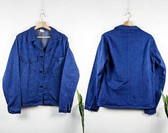 Vintage French Chore Denim Jacket Marsum Sanfor Workwear 50s