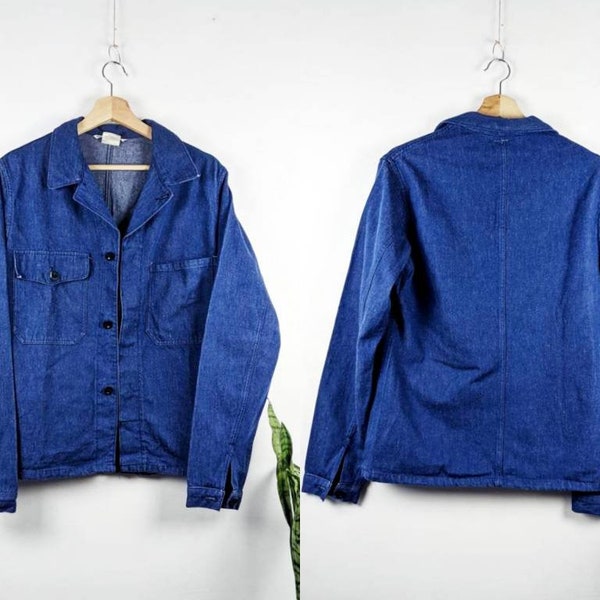 Vintage French Chore Denim Jacket Marsum Sanfor Workwear 50s