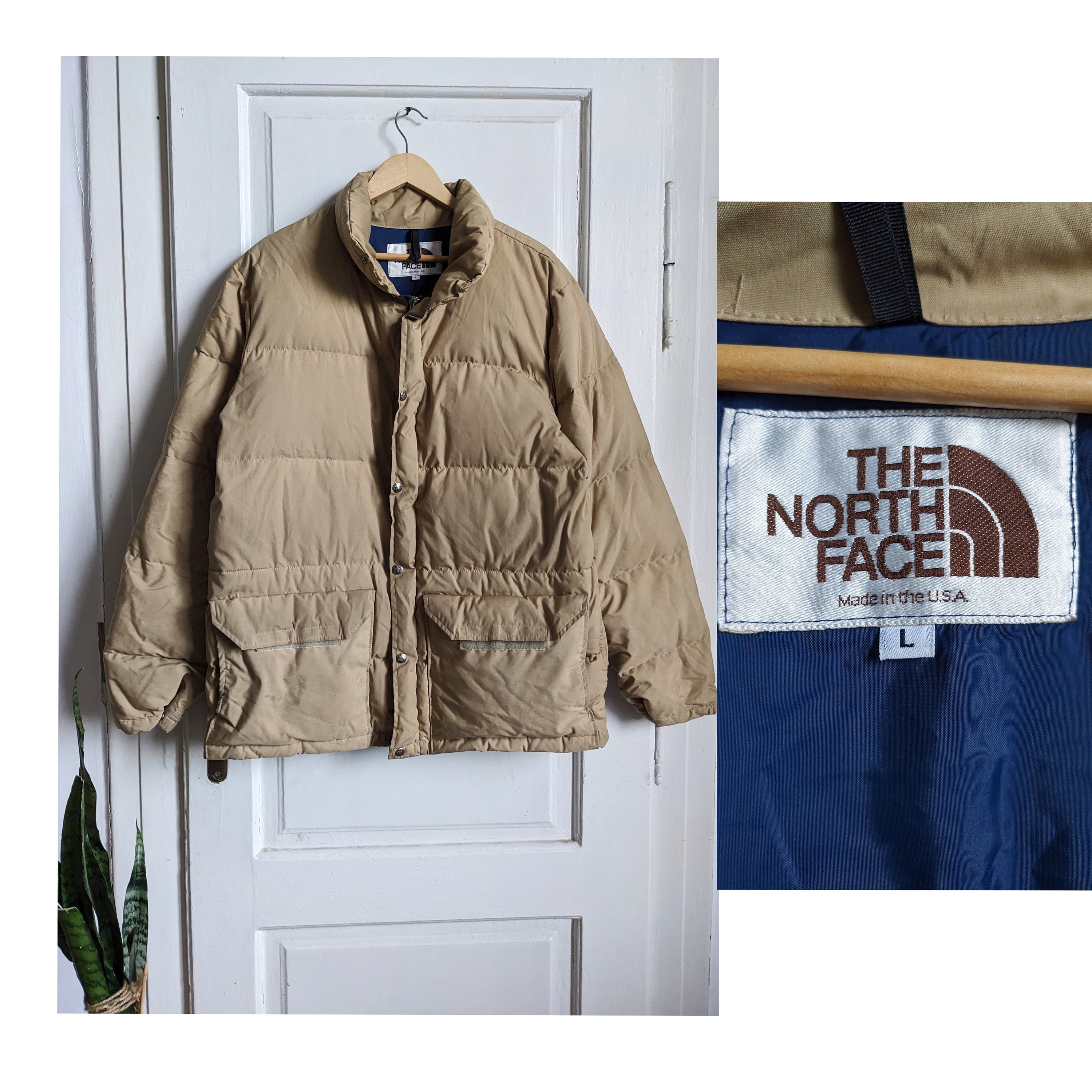 Vintage the North Face Down Jacket Made in USA Puffer Beige Vintage the North Face Down Jacket Made in USA Puffer Beige