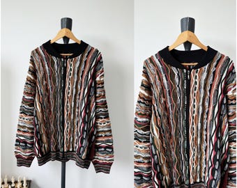 【Vintage】COOGI 3D KNIT CARDIGAN Vintage COOGI Cardigan 3D Knit Multicolor Sweater Size Small Y2K