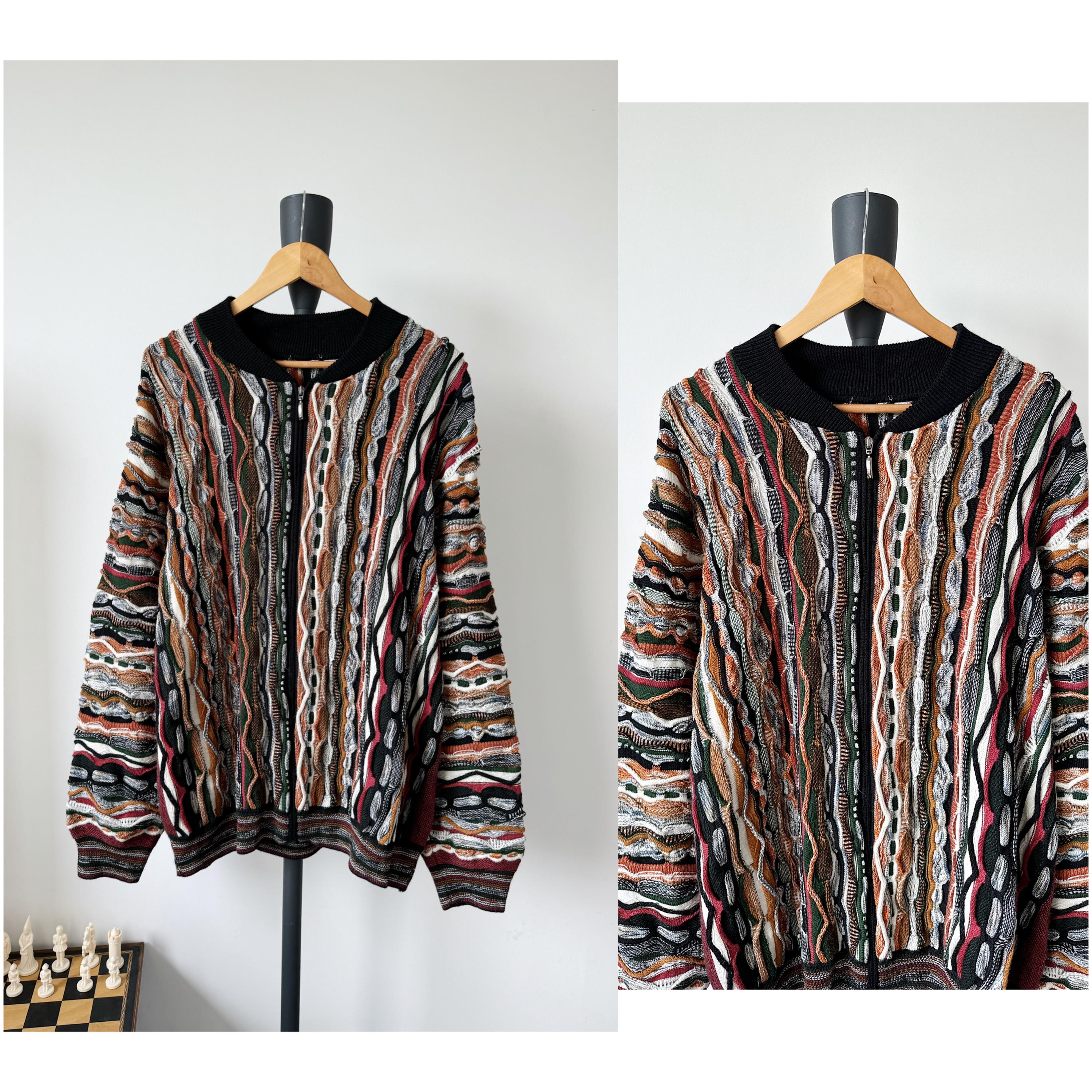【Vintage】COOGI 3D KNIT CARDIGAN Vintage Coogi 3D Knit Cardigan Sweater Multicolor Mercerized