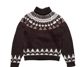 Suéter islandés vintage, tejido Fair Isle, adorno escandinavo hecho a mano