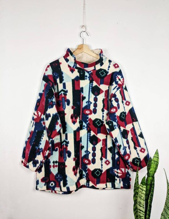 Vintage Fleece Hoodie Ornament Native Abstract Ove