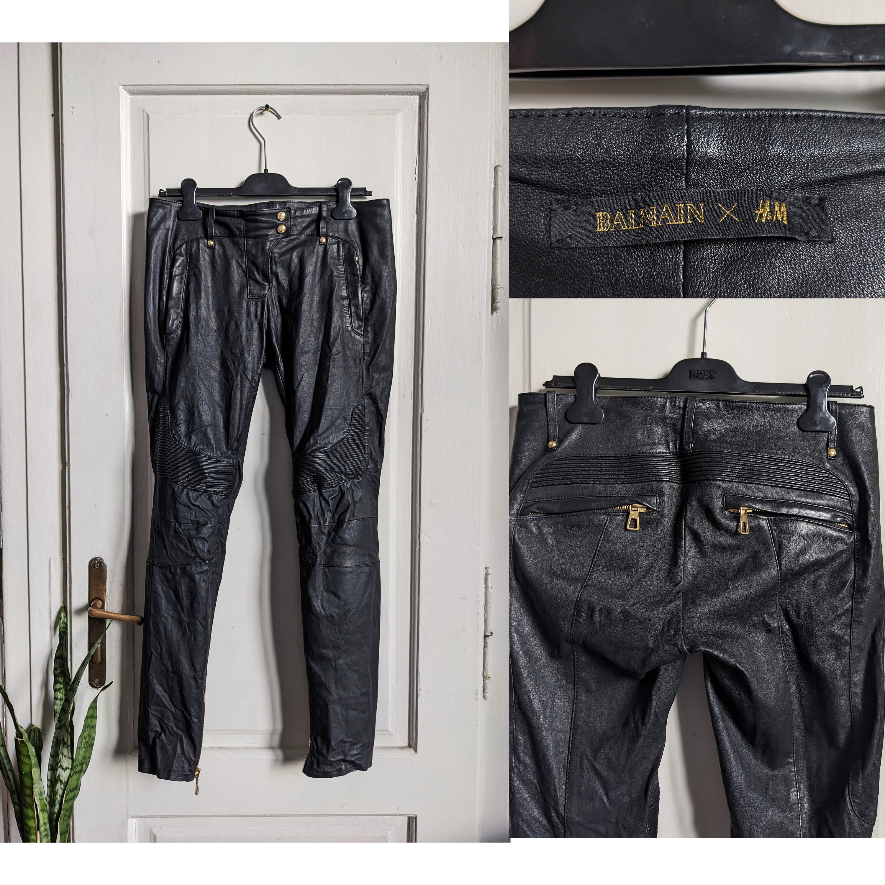 Balmain X H&M Real Leather Skinny Biker Pants Trousers - Etsy Balmain X H&M Real Leather Skinny Biker Pants Trousers - Etsy