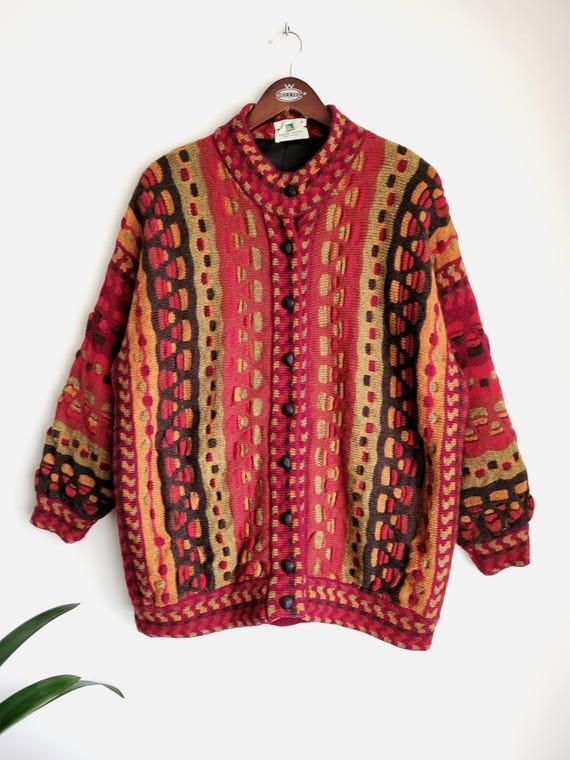 Vintage Kolor Knits Irish Knitted Cardigan Colourful - Etsy