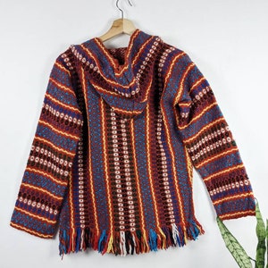 Vintage Mexican Blanket Hoodie Poncho Beach Youth Aztec Pattern Native ...