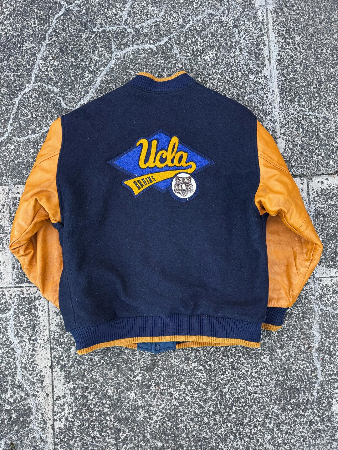 Vintage 80s UCLA University California Bruins Wool Leather Varsity