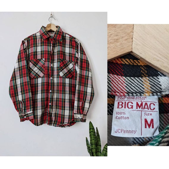 Vintage Big Mac JC Penney Plaid Shirt 70s Flannel USA - Gem