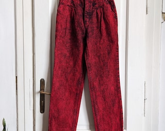 Vintage Wrangler Jeans: High Waist Red Acid Wash, USA Made