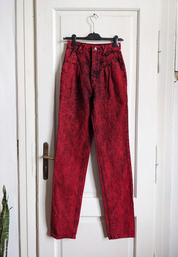 Vintage Wrangler Womens Jeans High Waist red acid… - image 2