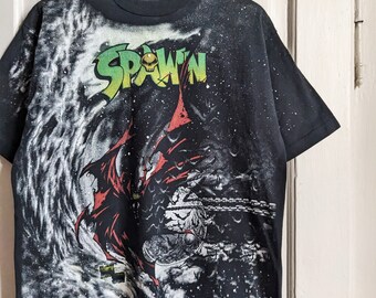 Vintage Spawn Movie Merch T-shirt 1997 Over Print Full Print