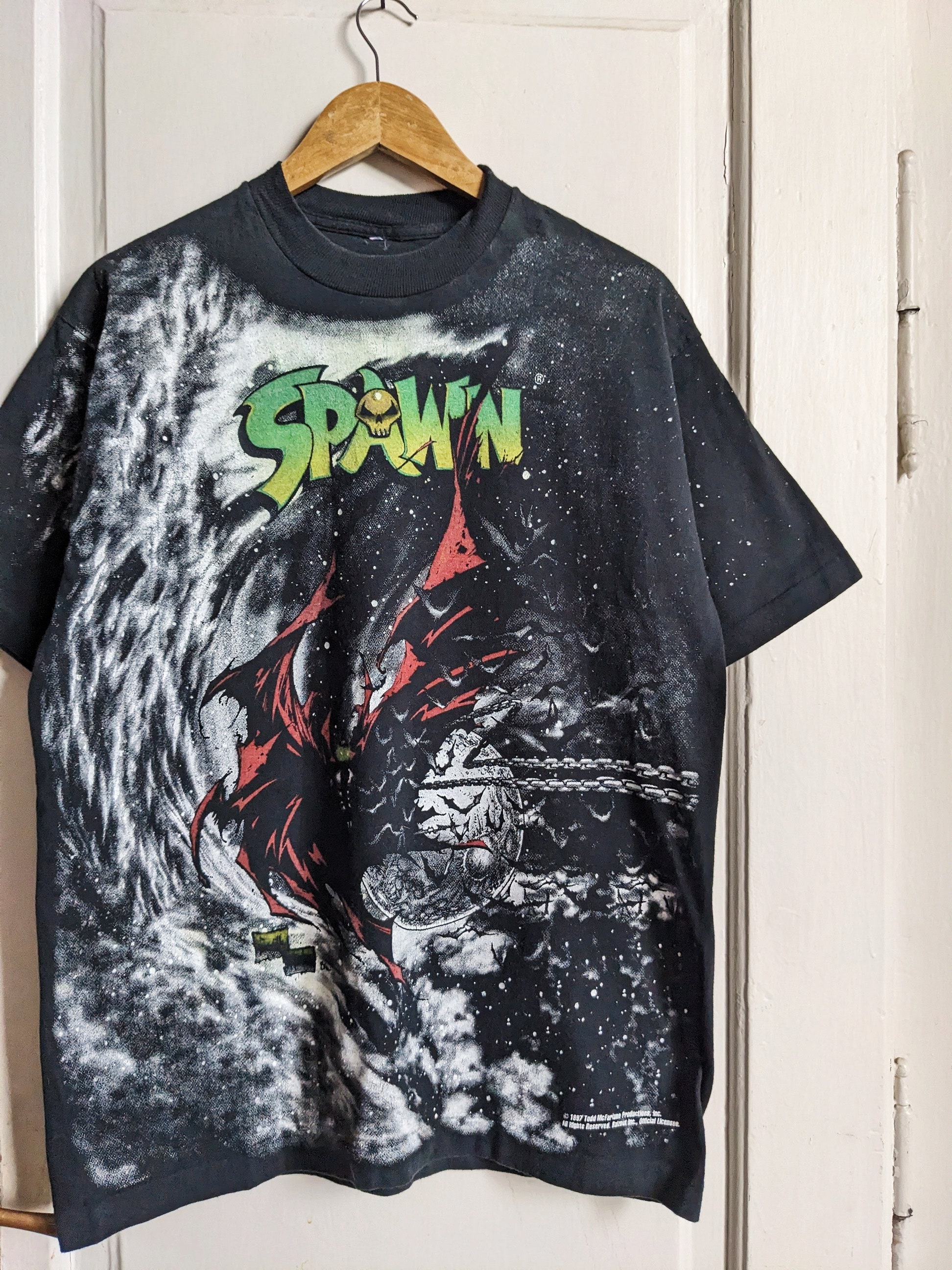 映画 SPAWN スポーン ムービー Tシャツ 1997 Vintage Spawn Movie Merch T-shirt 1997 Over Print Full Print