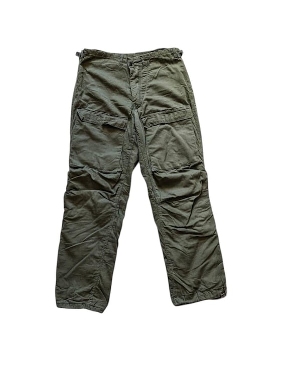 Vintage Army Pants 80s Olive Cargo Trousers Military Serval Zipper