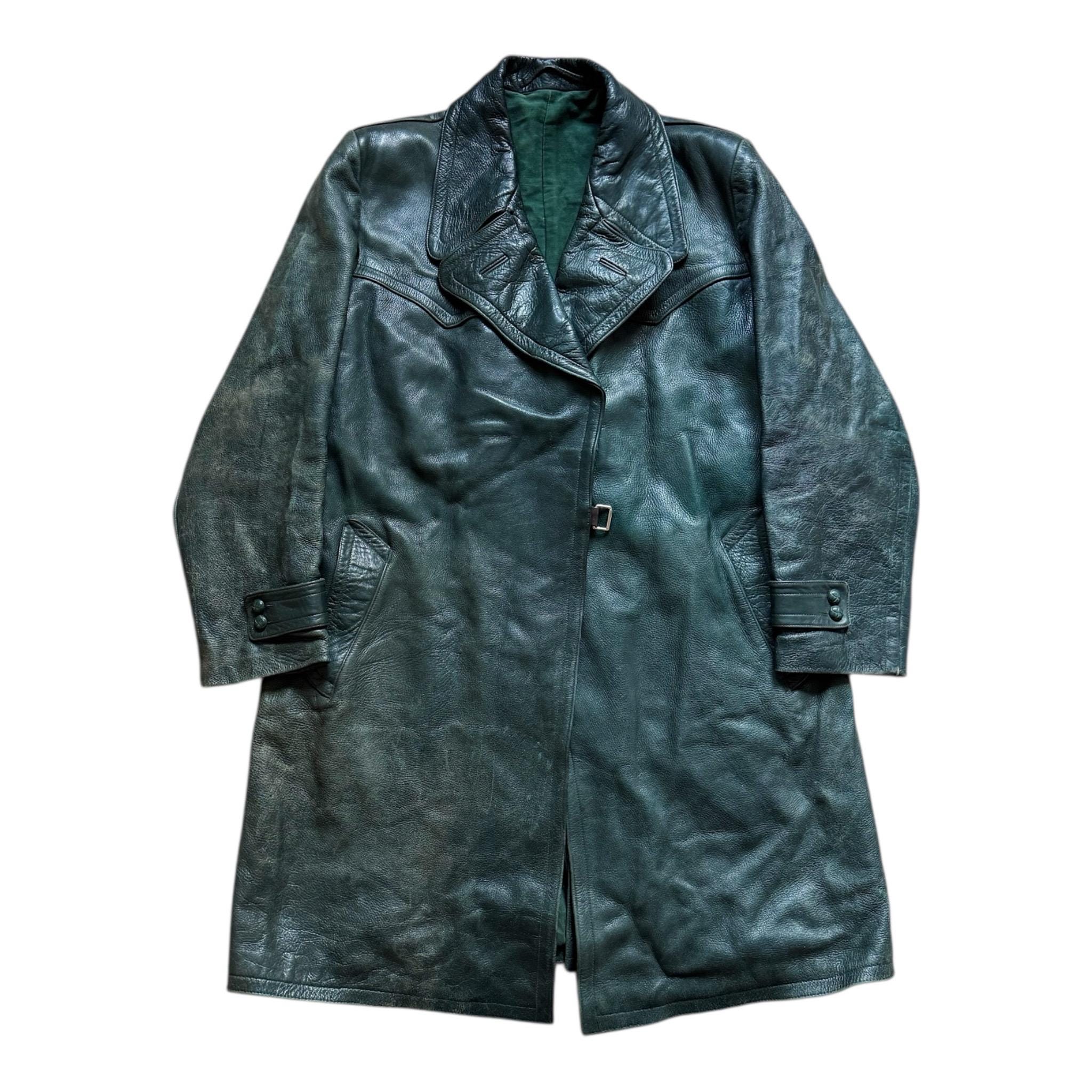 Vintage 1940s German Leather Car Coat by Haelson – Original NAGEL
