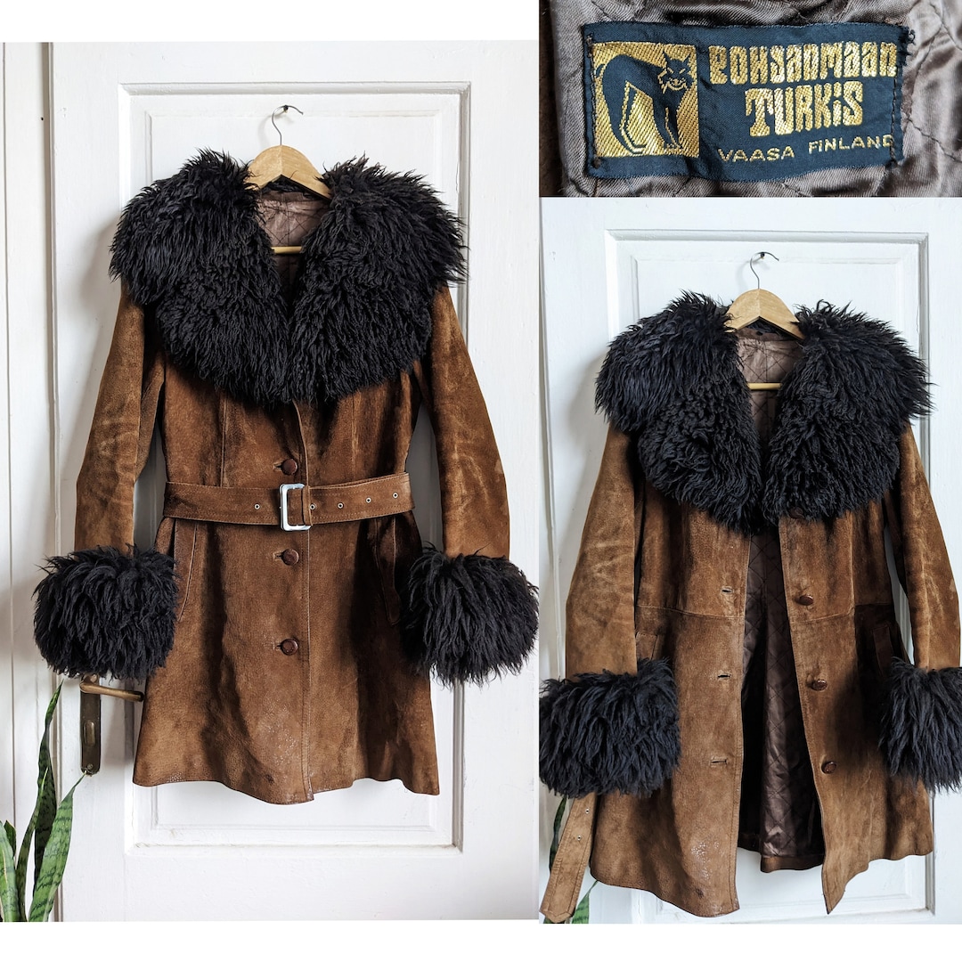 GENUINE suede and faux fur coat