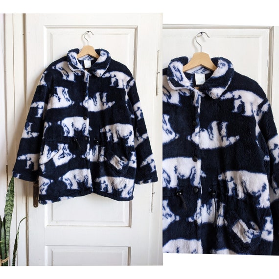 Vintage Teddy Fleece Jacket Polar Bear Print - Etsy