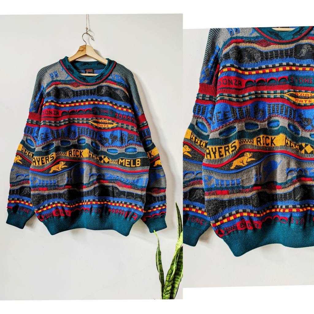 Vintage Hysport Australia Sweater Coogi Style Multicolor Oversize 