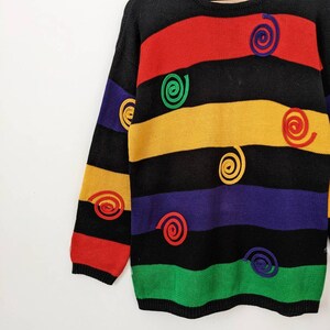 Vintage Spiral Knit Ramie Sweater Multicolor Rafaella Colorblock Rainbow 80s image 6