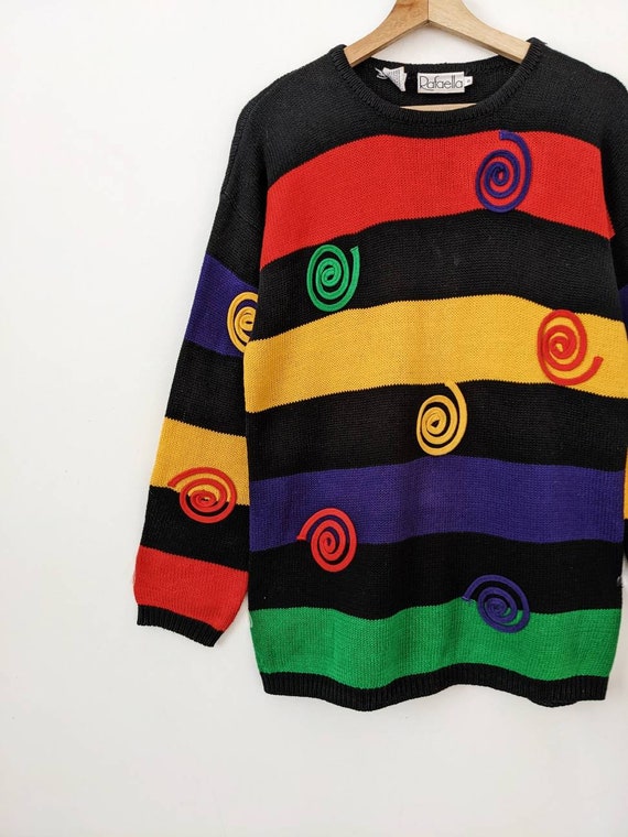 Vintage Spiral Knit Ramie Sweater Multicolor Rafa… - image 6