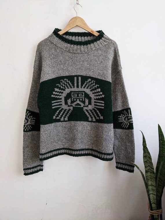Vintage Native Knitwear Sweater Wool Tribal Aztec… - image 3