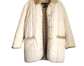 Vintage Burberrys Quilted Jacket Women Nova Check Beige 90s Luxury Coat
