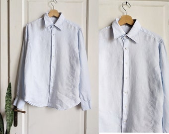 Linen Mens Shirt Italian Button Up