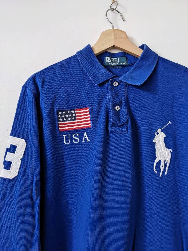 トップス 1990's Polo by Ralph Lauren rugger shirt Vintage 90s Polo Ralph Lauren Striped Rugby Longsleeve Shirt