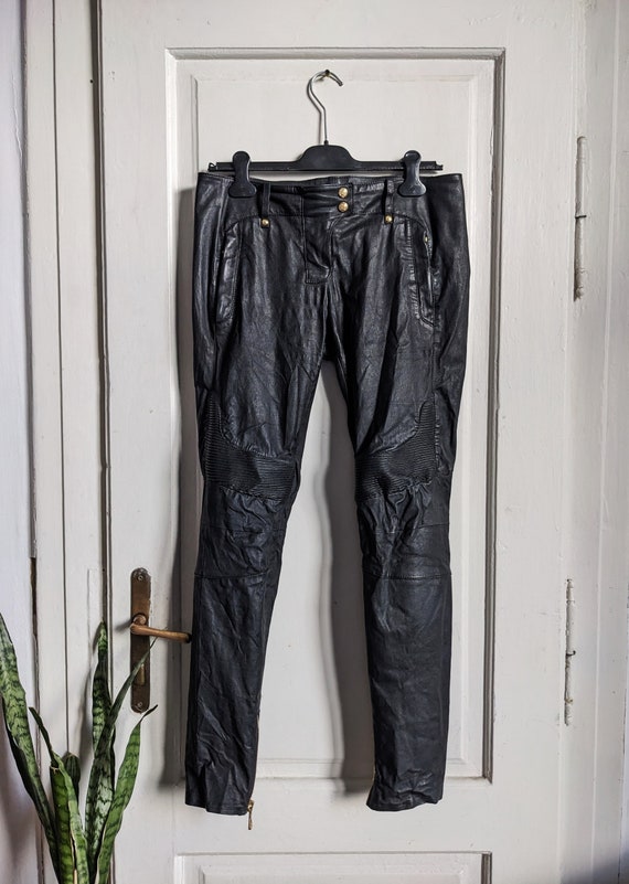 Balmain X H&M Real Leather Skinny Biker Pants Trousers - Etsy Canada