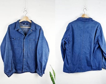 Vintage French Chore Jacket | Indigo Sanfor Cotton Workwear 1970s