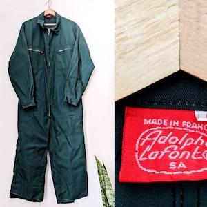 Vintage Adolphe Lafont Coveralls Made in France  70s Green