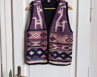 Vintage Andean Wool Vest | Folk Pattern Knit Vest