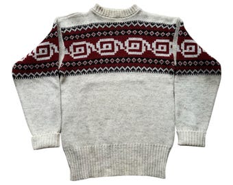 Jersey de lana nórdico vintage / Jersey de punto de lana con estampado geométrico de diseño escandinavo – Hecho en Dinamarca