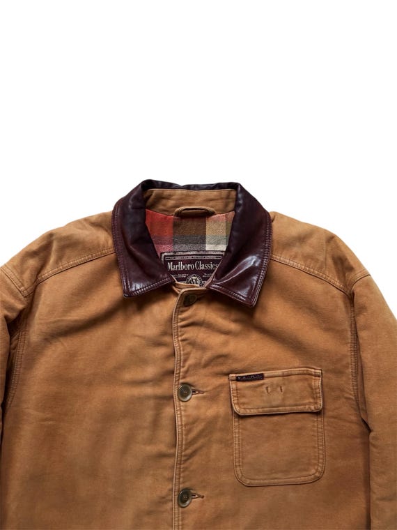 Marlboro Classic Tan Beige Jacket Leather Collar - Etsy