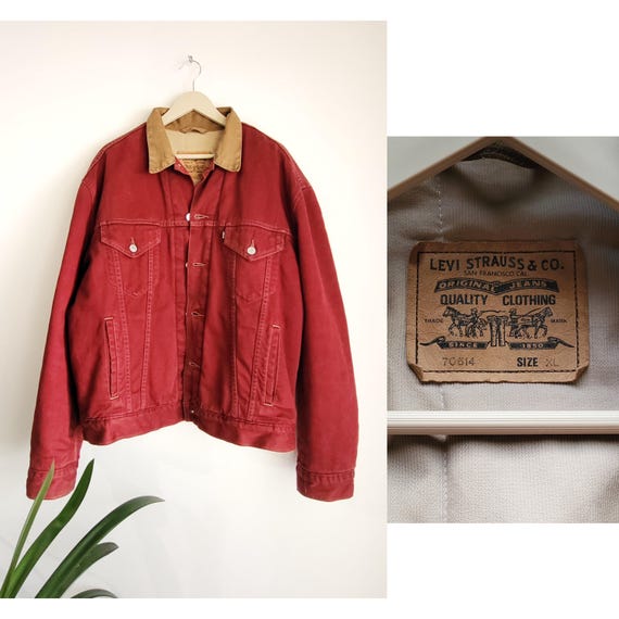Vintage Levi's 70614 Jacket | Burgundy Lined Black Tab | 90s - Etsy