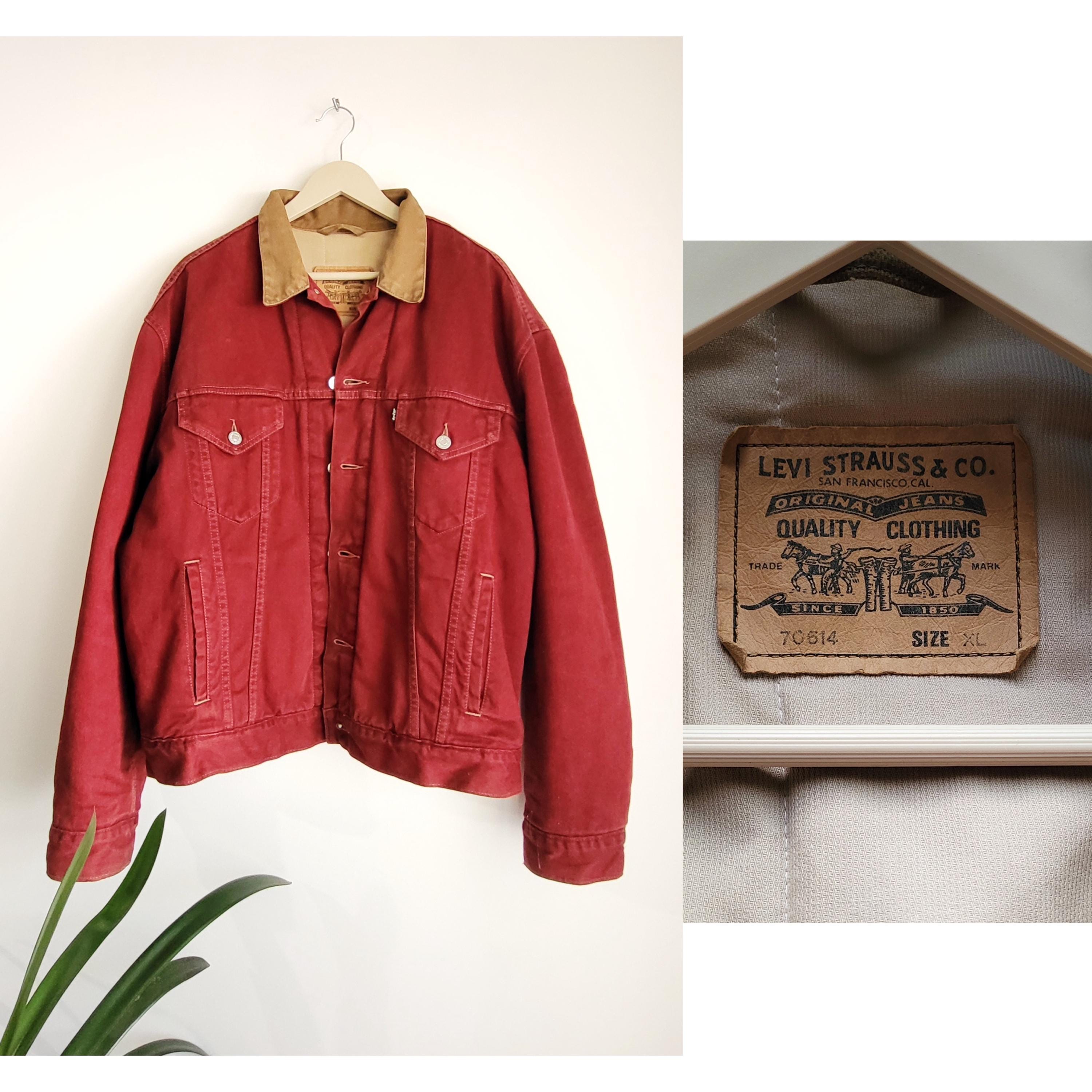 Vintage Levi's 70614 Jacket | Burgundy Lined Black Tab | 90s